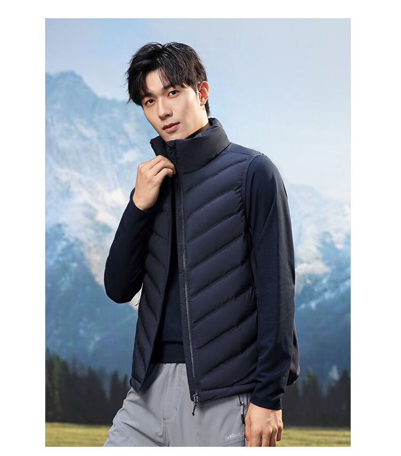 YAYA Rib Bone Down Jacket Men Stand Collar Solid Color Winter Warm Lightweight Down Vest Coat Unisex Couple Sleeveless Jacket 17