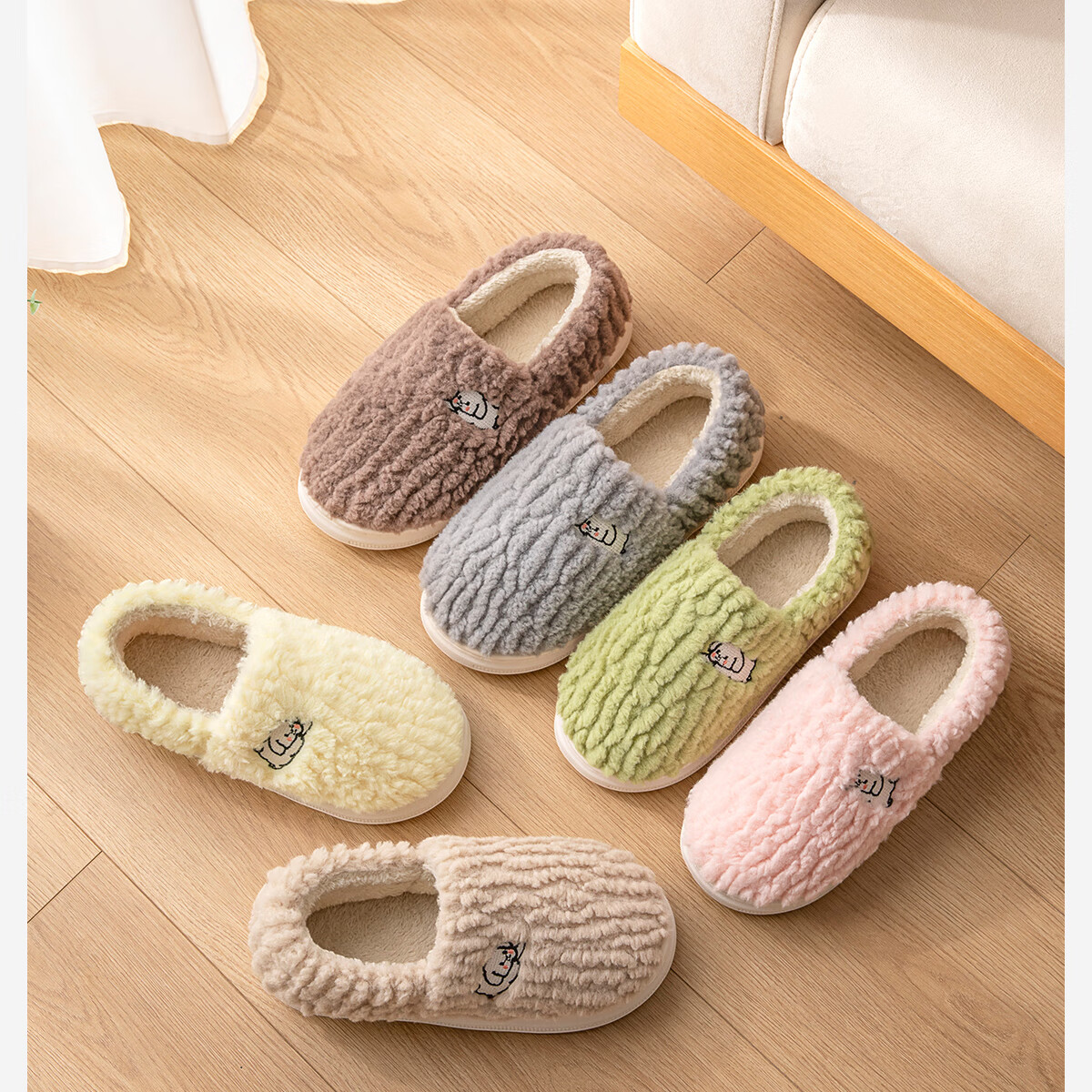 Runrou Full-Coverage Cotton Slippers for Women Autumn Winter 2025 New Plush Indoor Warm Maternity Cotton Shoes 21