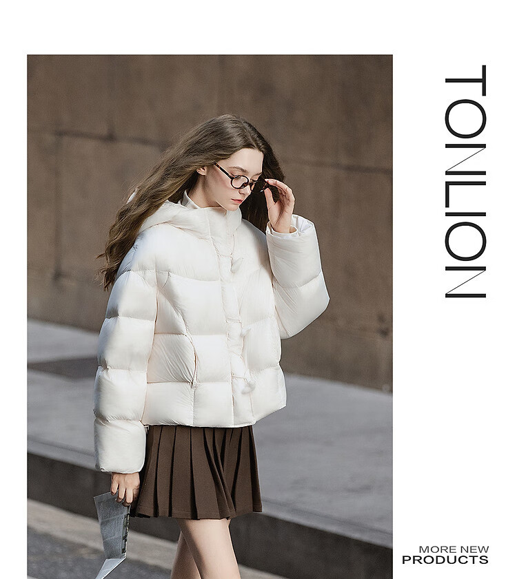 TonLion 2025 Winter Women's High-Collar Hooded Short Down Jacket 6