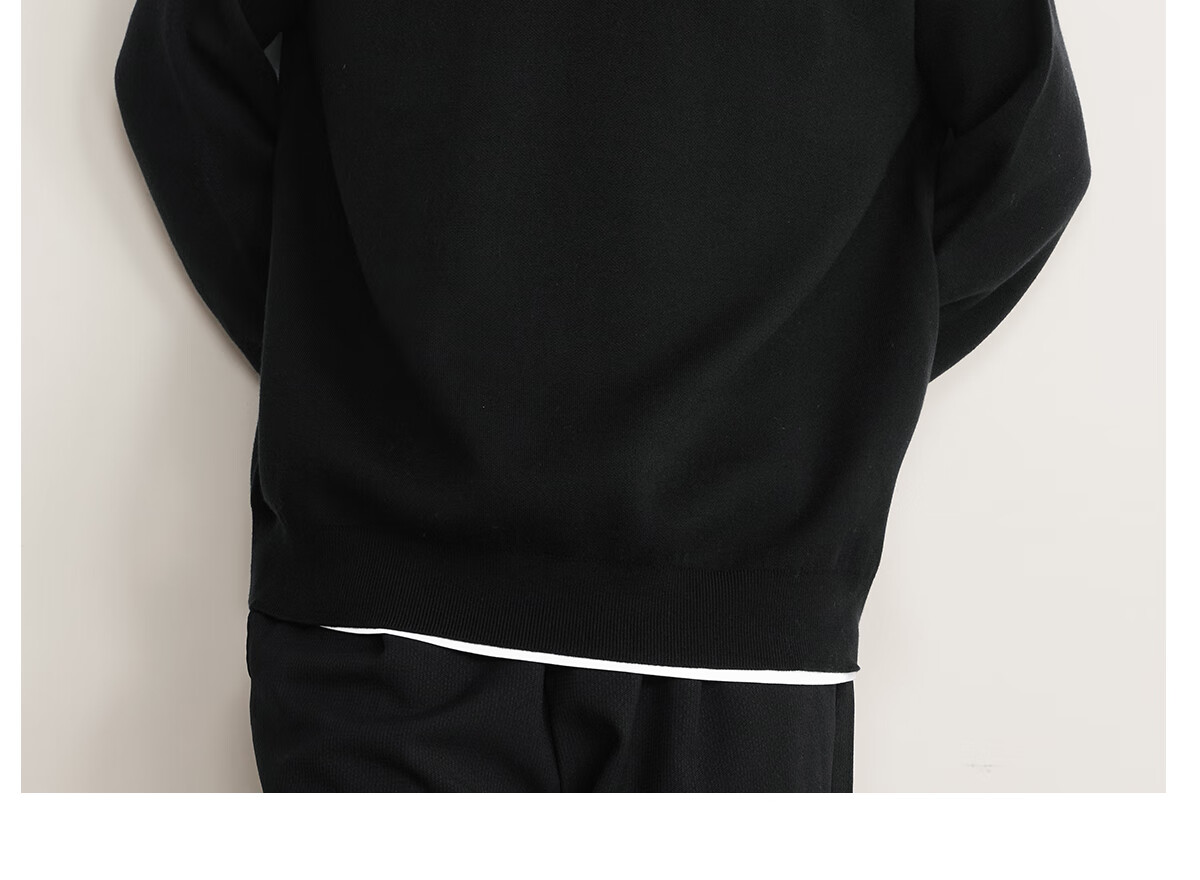 MARKLESS Men's Casual Pullover Knit Sweater, Long Sleeve, Spread Collar, Drop Shoulder, Machine Washable, Knit Top 5703, Starry Black, Size L 25