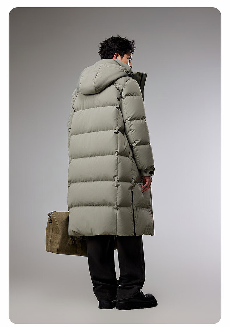 CABBEEN Men's Long Waterproof Windproof Down Jacket with Zipper Pockets, Versatile Daily Wear, Winter 2025 11