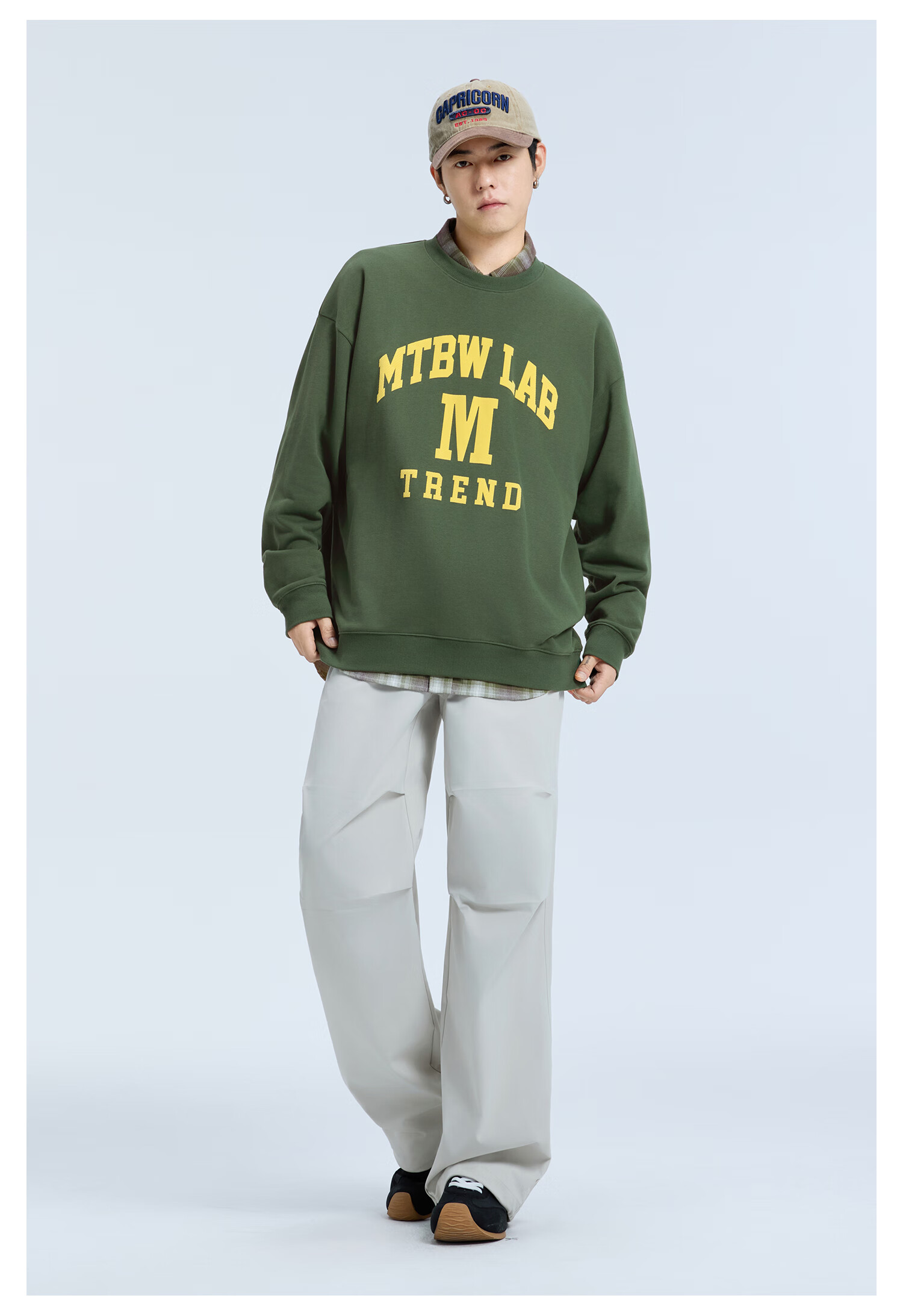 Meters Bonwe [Same As in Mall] Sweatshirt, Unisex Versatile Casual Couple Outfit, Loose-Fitting Color-Block Spliced Long Sleeve 3