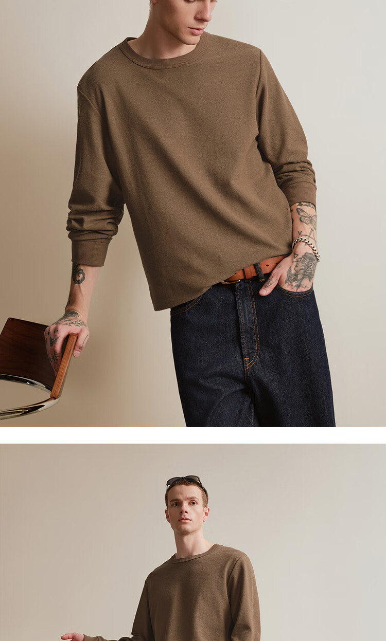 Giordano Designer Men's Sweatshirt Autumn Winter New Textured Loose Fit Crewneck Pullover 18025810 15