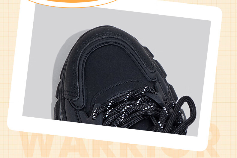 Warrior Official Women's Dad Sneakers 2026 Summer New Plush Warm Versatile Cotton Shoes Black Size 40 4