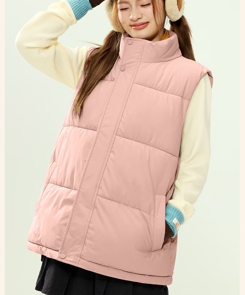 MINISO Unisex Cotton Vest Winter Thickened Stand Collar Cotton Jacket Youth Warm Sleeveless Coat Black 3XL 7
