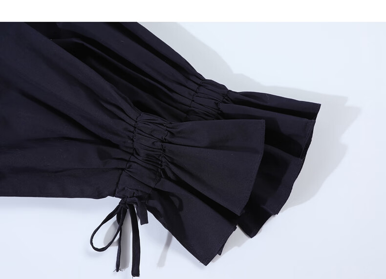 TonLion (TonLion) [Guan Xiaotong Same Style] 2025 Autumn Winter Women's Ruffled Long Sleeve Short Dress Versatile Shirt Dress Trendy 7