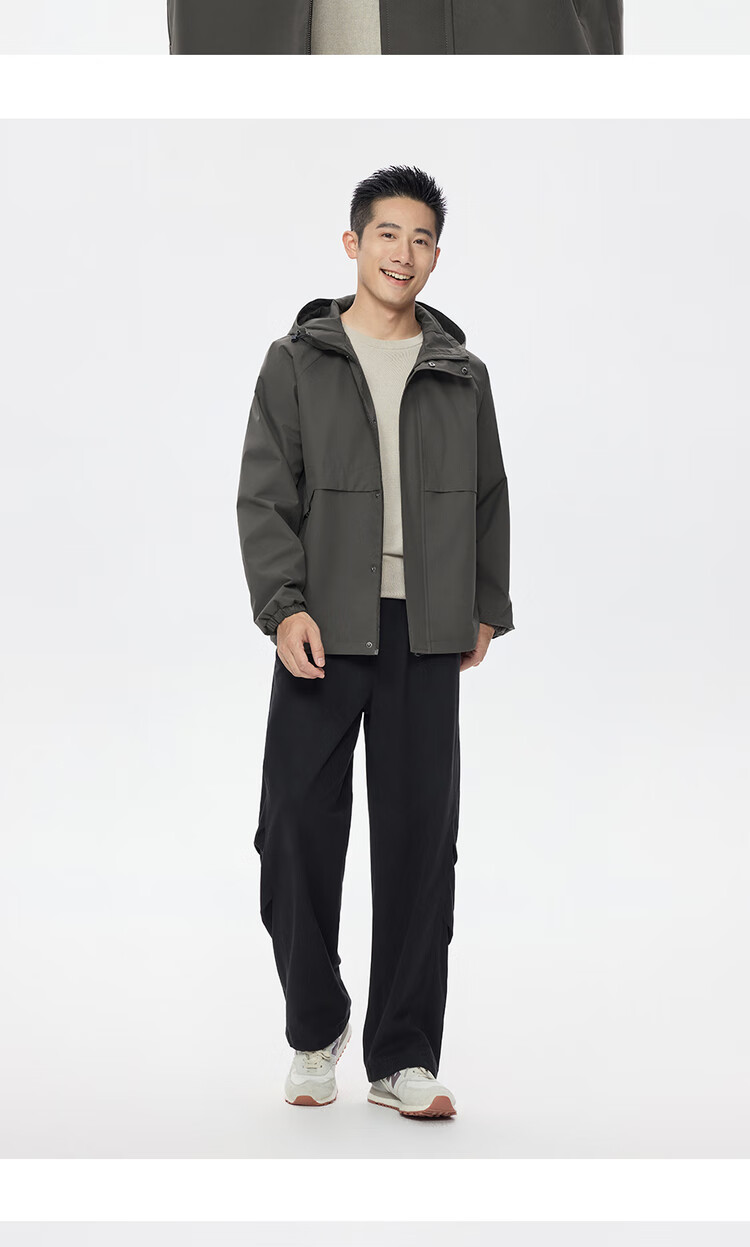 Giordano Men's Windproof Jacket Autumn Winter New Outdoor Water-Repellent Loose Raglan Hooded Coat 01075080 16