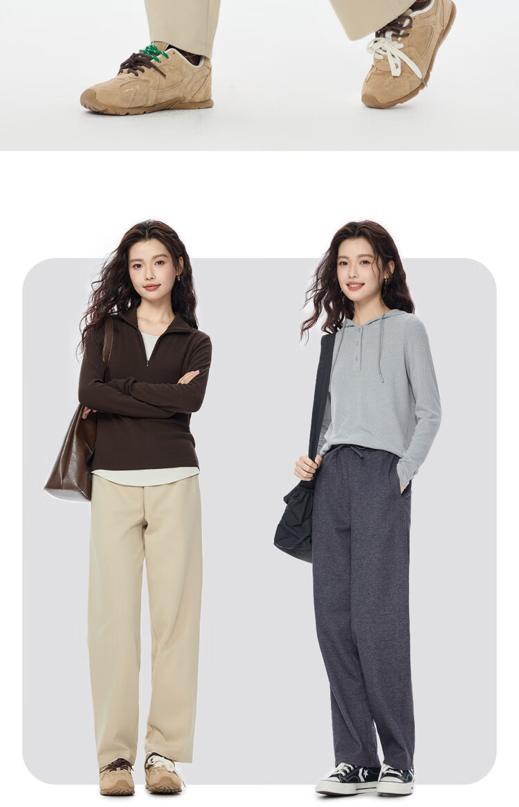 Giordano Women's Drawstring Sweatpants Autumn Winter New Loose Fit Double-Sided Fabric Elastic Waist Casual Pants 05415867 7