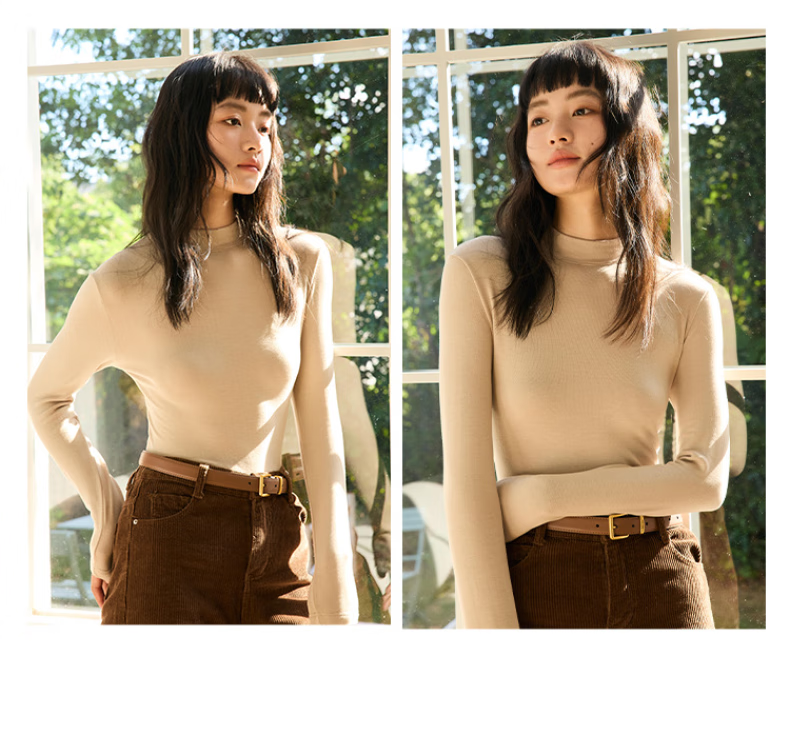 LangSha Lyocell Women's Thermal Acrylic Base Shirt Autumn Winter Warm Soft Casual Top New Arrival 2
