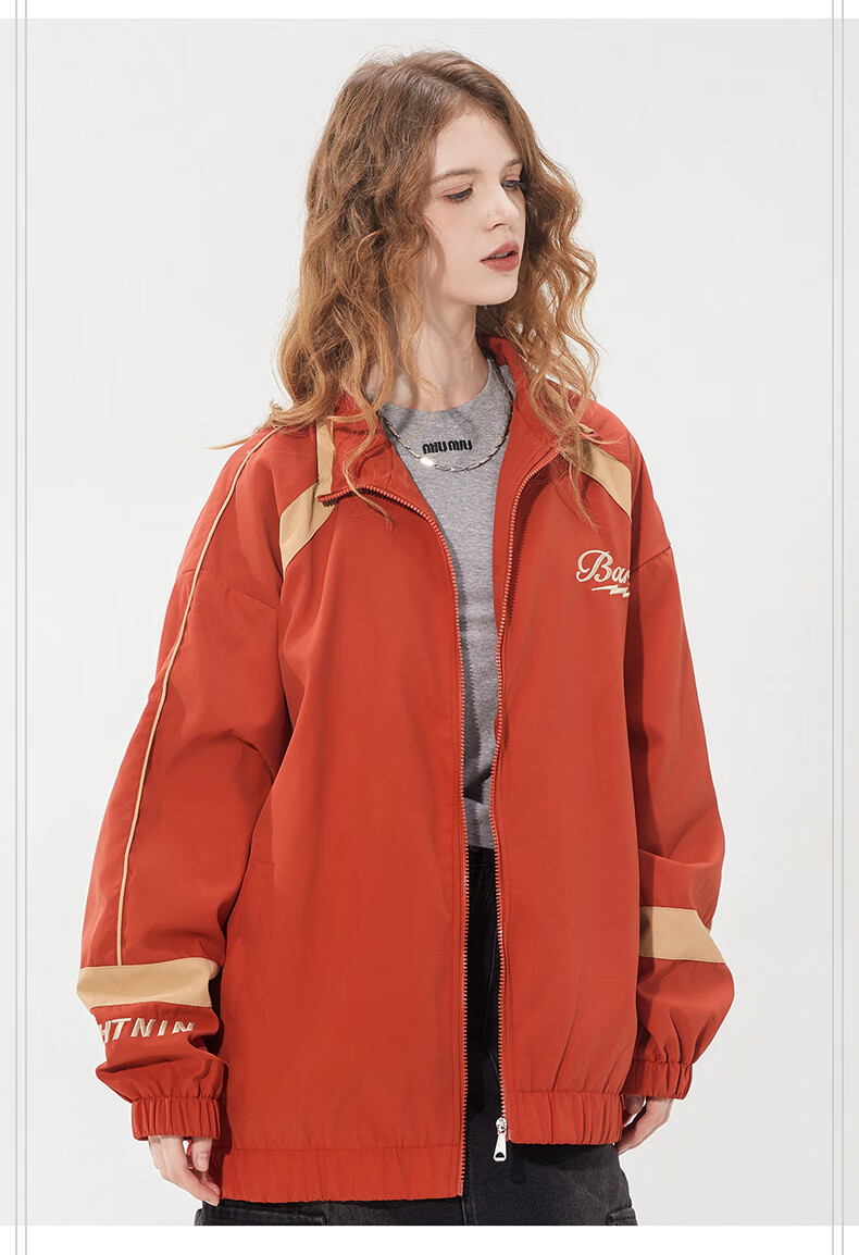 THE SIMPSONS Casual Loose Trendy Embroidered Colorblock Unisex Jacket Coat Gray Regular L 26