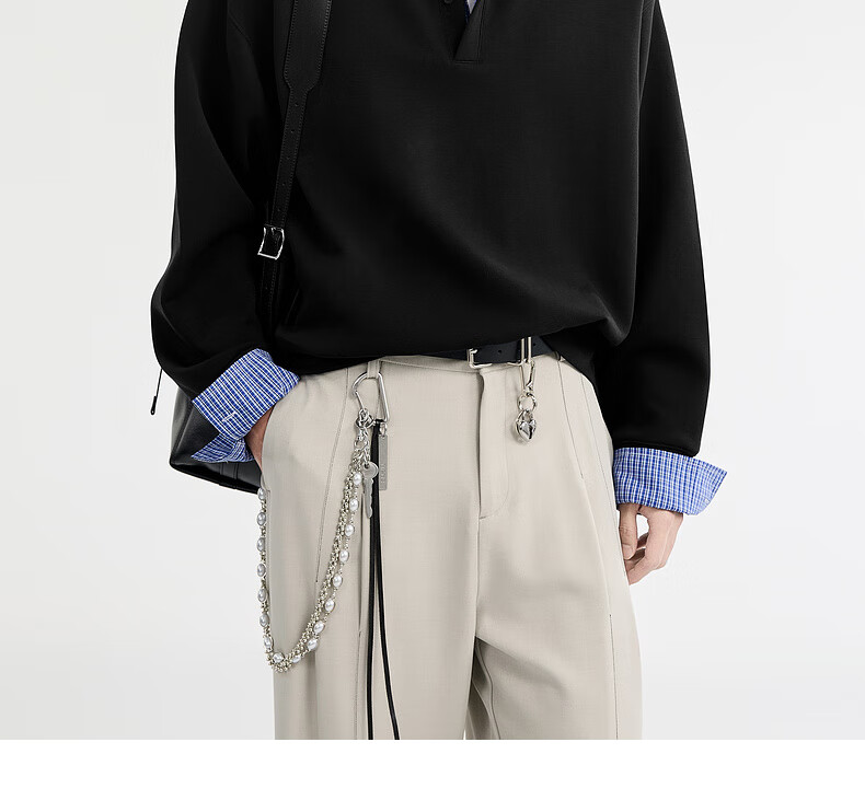 Earl Zore Premium Layered Shirt Collar Pullover Sweatshirt for Men Loose Casual Top 9