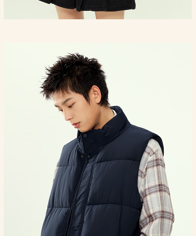 MINISO Unisex Cotton Vest Winter Thickened Stand Collar Cotton Jacket Youth Warm Sleeveless Coat Black 3XL 8