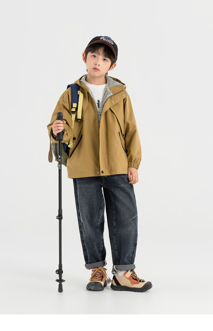 Duoduo Family 2026 Spring Autumn Kids Hiking Jacket Outdoor Warm Thin Fleece Water-Repellent Hooded Windproof Coat for Boys 16