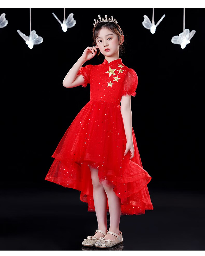 雅尔索演讲服装女小学生儿童大合唱团演出表演中国风爱国指挥朗诵比赛