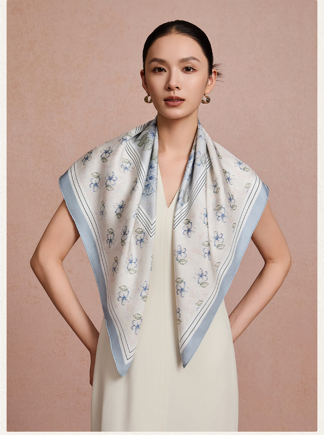 Shanghai Story [Counter Same Style] 100% Mulberry Silk Scarf Shawl Gift for Mom Mother's Day Birthday 10