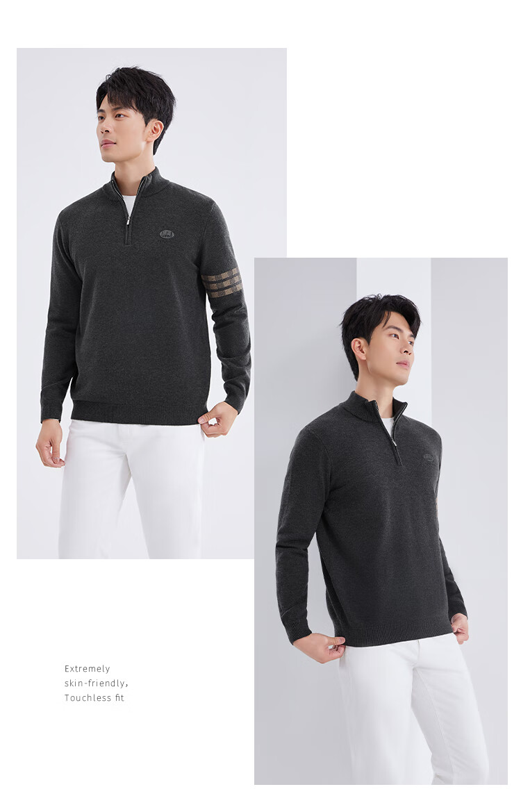 Laxdn Men's Knit Sweater, Autumn And Winter Warmth, Skin-Friendly Fabric, Acrylic Heat-Generating, Elastic Slim-Fit Casual Versatile Sweater, Off-White 3XL 3
