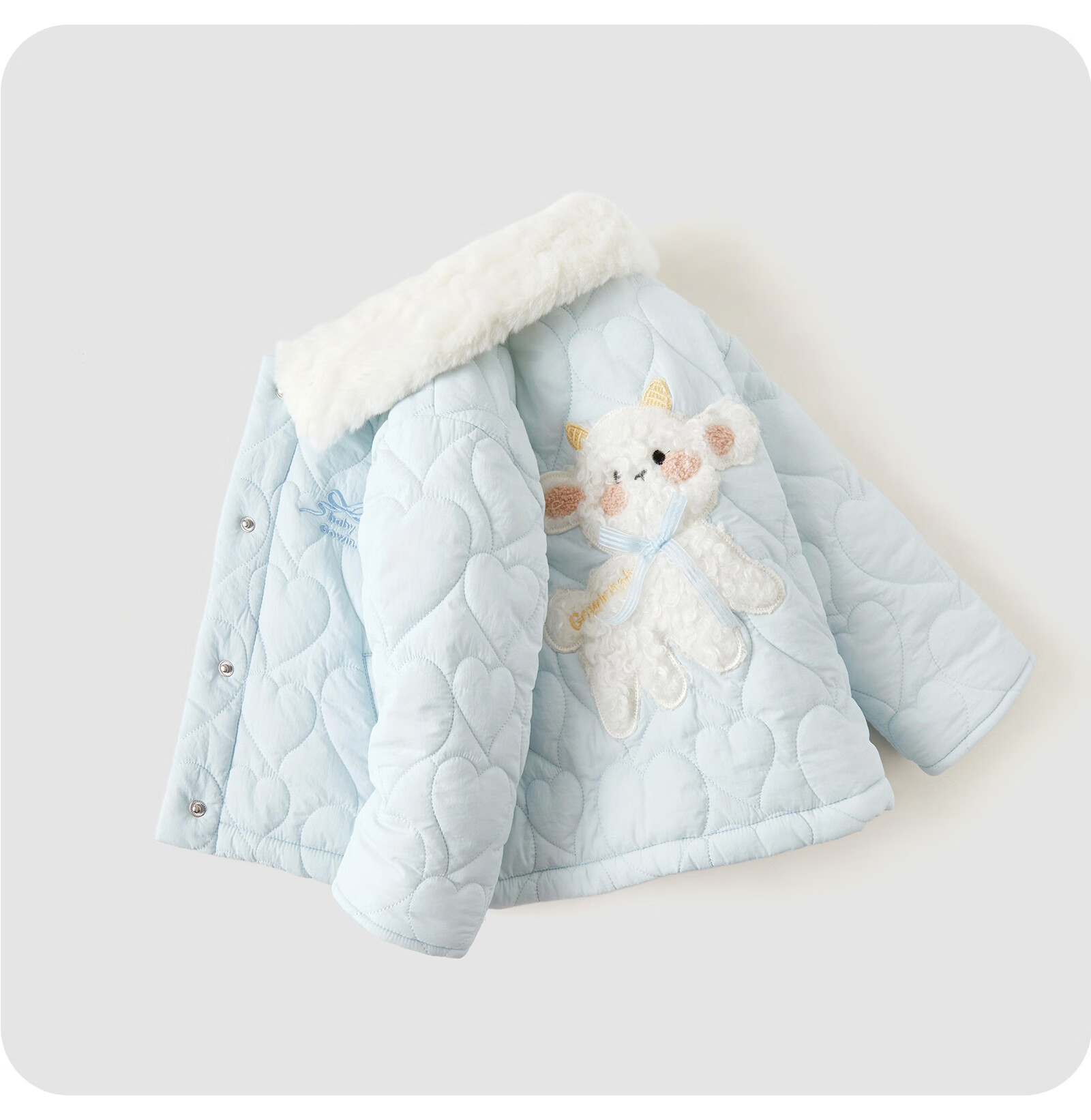GOWINBABY Girls' Windproof Coat 2025 Winter New Cute Cotton Padded Cartoon Warm Fleece Jacket 15