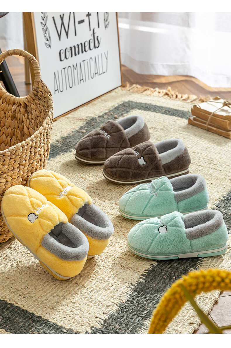 Runrou Full-Coverage Cotton Slippers for Men 2025 Autumn Winter New Indoor Large Size Non-Slip Elderly Winter Cotton Shoes 3