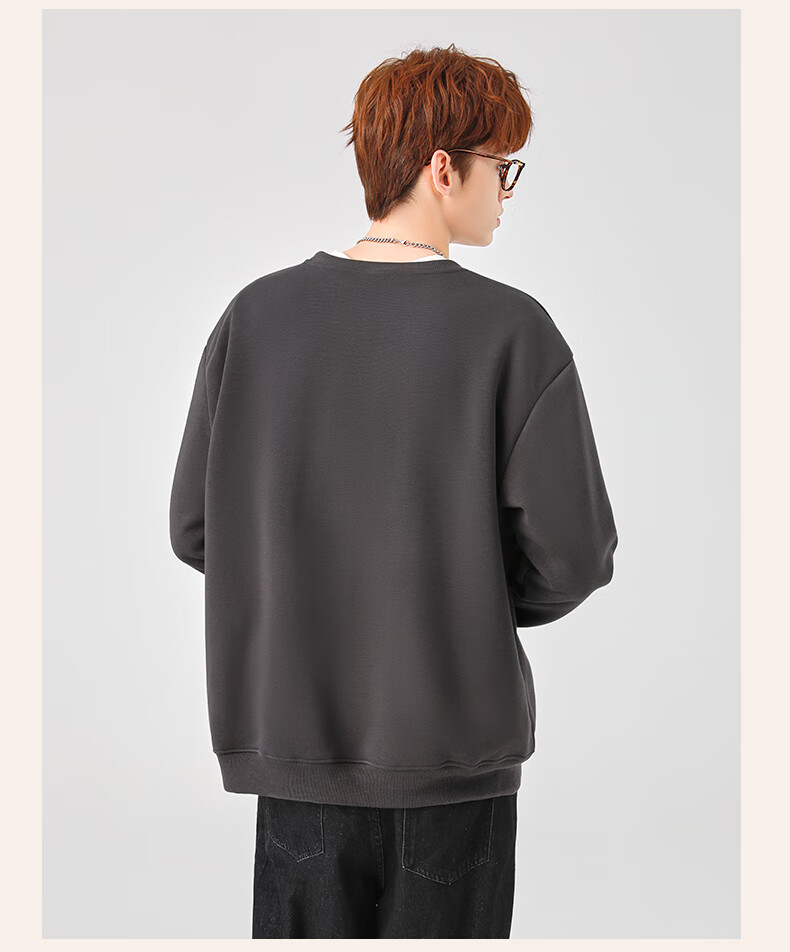 Baleno Men's Crew Neck Sweatshirt Autumn Winter New Casual Pullover Fleece Lined Warm Trendy Innerwear Top 10