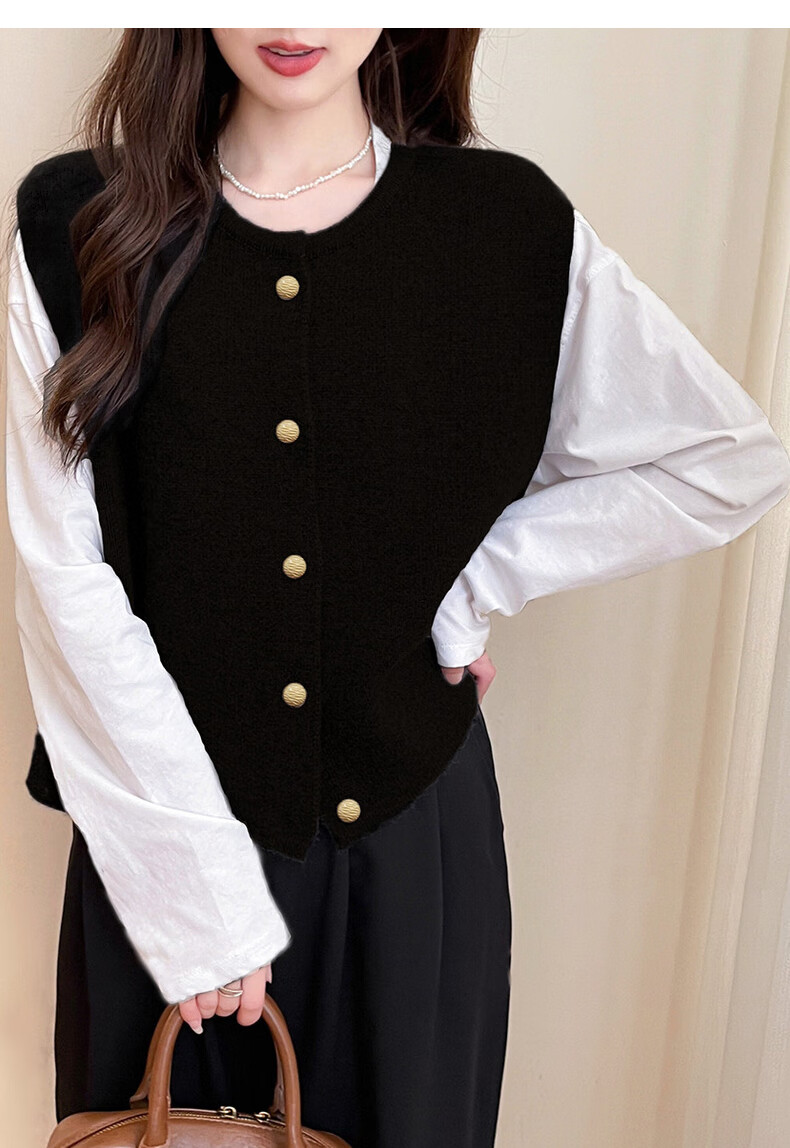TonLion 2025 Autumn Winter Simple Retro Round Neck Cardigan Vest for Women 6