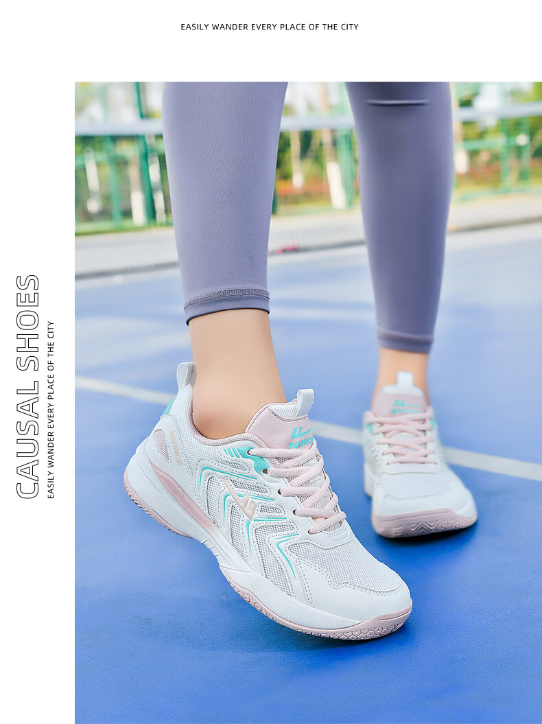 Warrior Badminton Shoes Table Tennis Shoes Tennis Shoes Training Shoes Unisex Parent-Child Model 1033 Size 40 White Pink 7