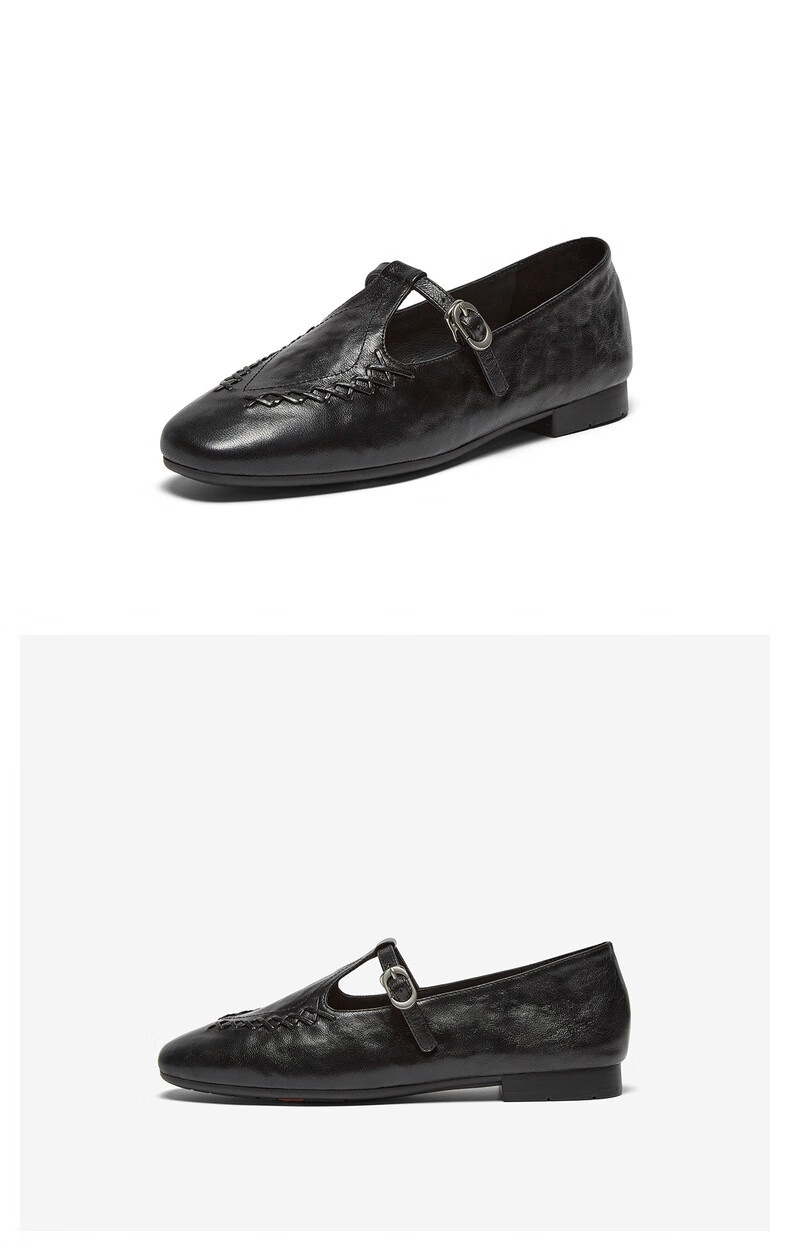 Bata Women's Loafers 2025 Autumn British Style Sheepskin Slip-On AVL11CA5 Black Size 36 6
