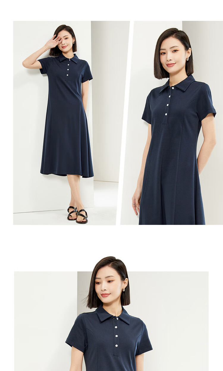 Giordano Women's New Pure Cotton Double-Sided Fabric Skin-Friendly Breathable Bone-Breaking Short-Sleeve POLO Dress 05465478 10
