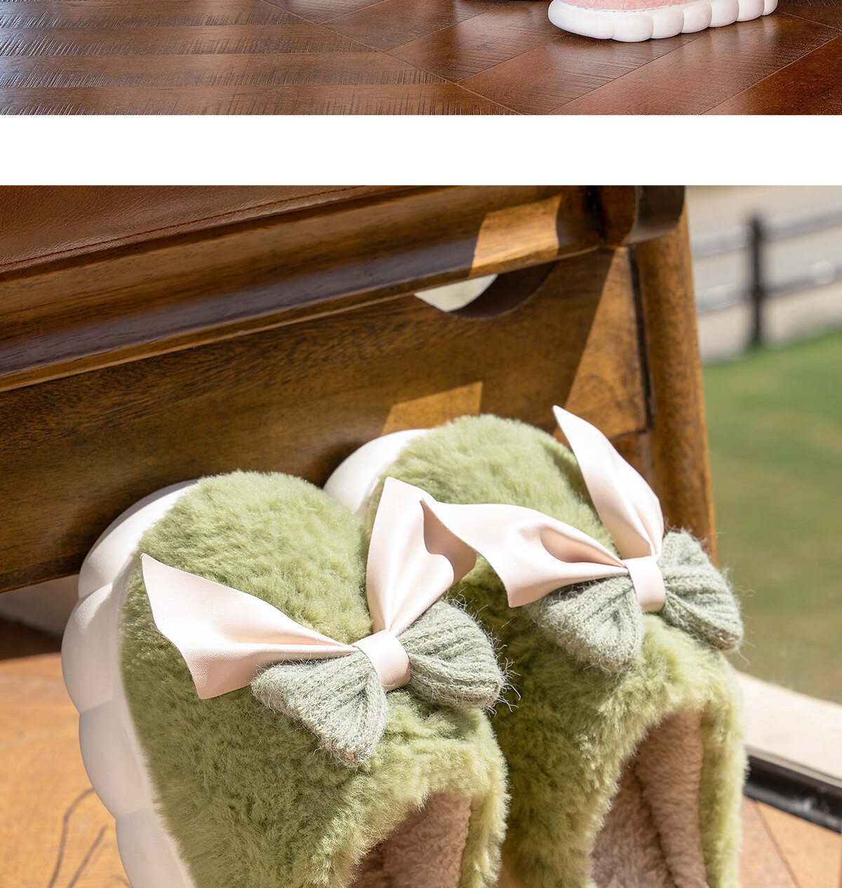 Runrou Cotton Slippers for Women, Autumn And Winter Thick-Soled Non-Slip Fleece-Lined Warm 2025 New Style Indoor Home Winter Use 5