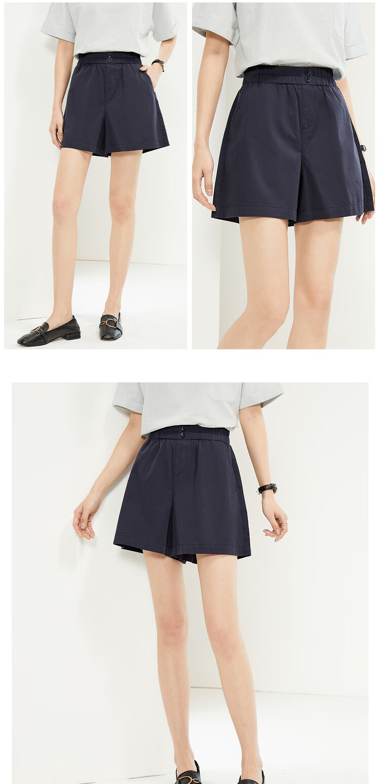 Giordano Women's Casual Shorts, Summer New Style, Pure Cotton Button Elastic Waist, Loose Thin Pants for Women, 05405309 12
