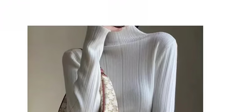 LangSha Women's Autumn Winter Turtleneck Base Shirt Soft Korean Style Elegant Versatile Top 30