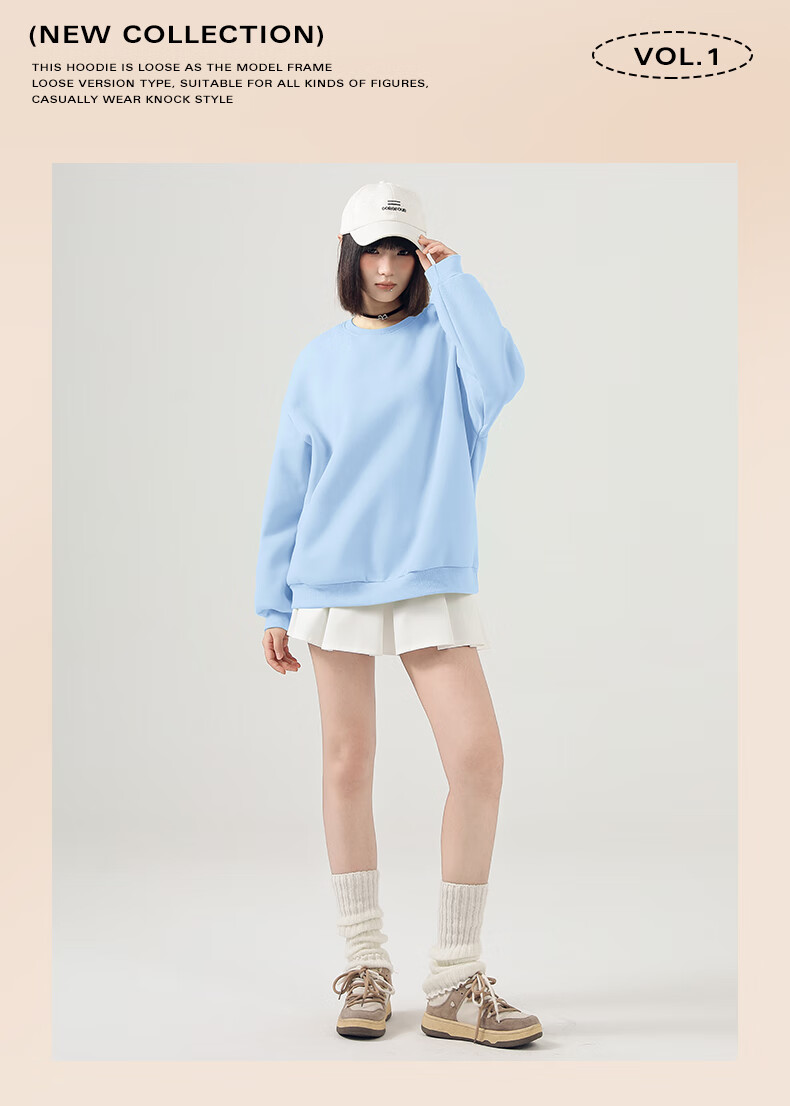 Jeanswest Women's Crew Neck Fleece-Lined Thickened Long Sleeve Sweatshirt 2025 Autumn Winter Casual Literary College Style Jacket 7