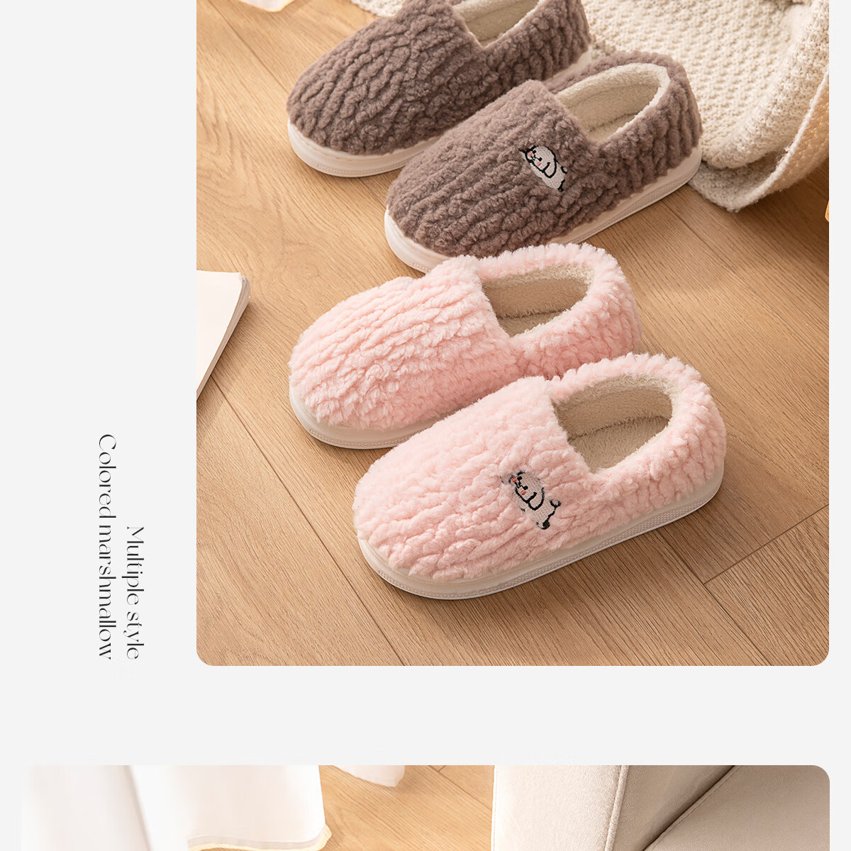 Runrou Full-Coverage Cotton Slippers for Women Autumn Winter 2025 New Plush Indoor Warm Maternity Cotton Shoes 20