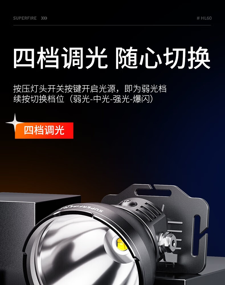 SupFire High-Power Headlamp 2000 Lumens Head-Worn Outdoor Miner Long Battery Life Super Bright LED Light 4