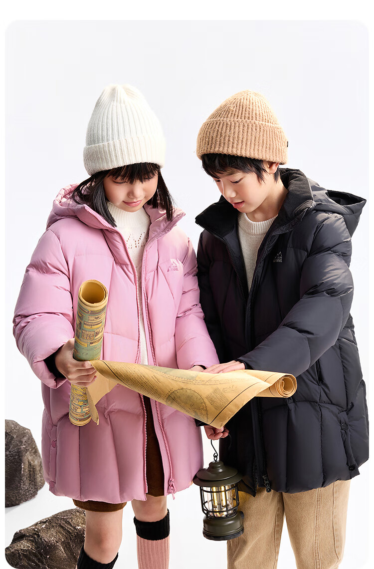Annil Kids Long Down Jacket for Boys and Girls 2025 Winter New Style Big Kids Artistic Pink 170 5
