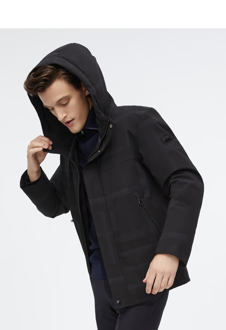 波司登羽绒服男2022年冬季新款经典商务潮款印花厚短款风衣宽松连帽90