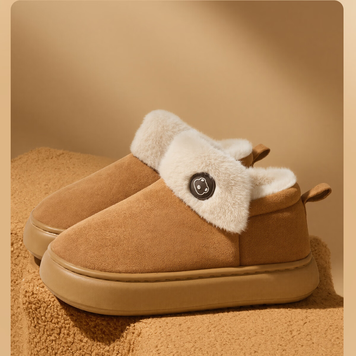 Runrou Women's Fully Covered Cotton Slippers Autumn Winter 2025 New Plush Warm Furry Cotton Shoes Snow Boots Winter 7