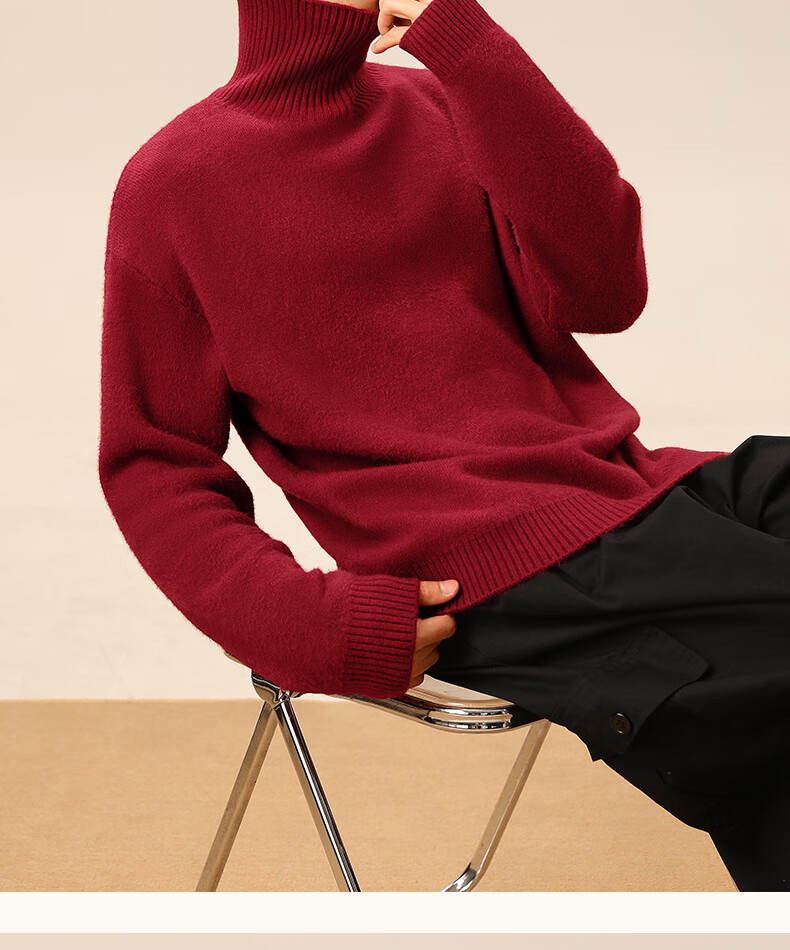 MINISO Men's Winter Turtleneck Sweater Soft Skin-Friendly Cashmere Blend Knitwear Off-White XL 9