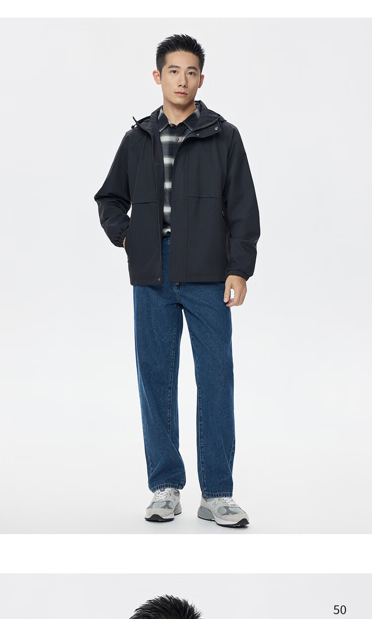 Giordano Men's Windproof Jacket Autumn Winter New Outdoor Water-Repellent Loose Raglan Hooded Coat 01075080 12