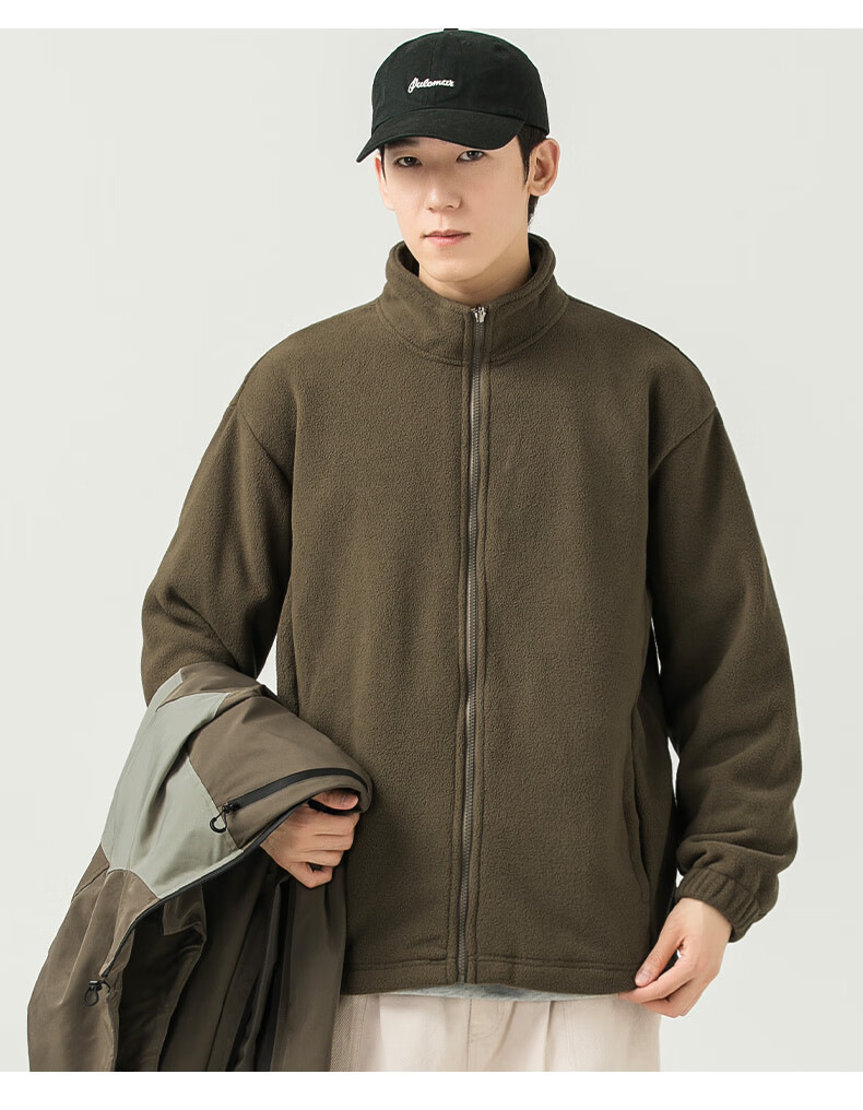 WOOD SOON 3-in-1 Cotton Padded Jacket Unisex Autumn Winter Thickened Fleece Windproof Warm Stand Collar Coat 17