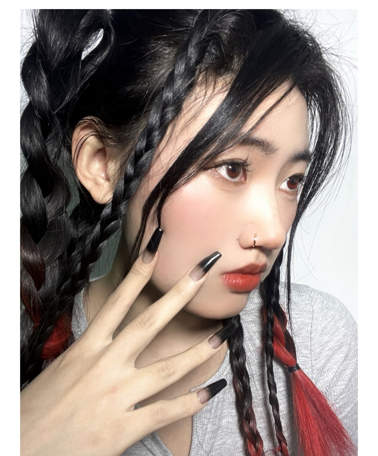 免打孔鼻环流行欧美时尚钛钢鼻钉c型穿刺饰品假鼻环 磁吸鼻环 黑色