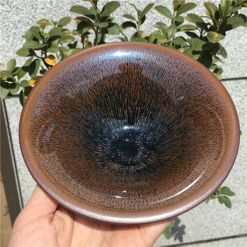 宋匠建阳建盏叶礼旺兔毫茶盏大斗笠名家大师级纯手工陶瓷茶碗铁胎礼盒