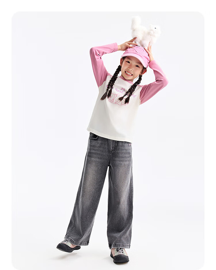 Annil Kids Unisex Round Neck Long Sleeve Knit Sweater 2025 Autumn New Colorblock Base Layer Candy White 170 8
