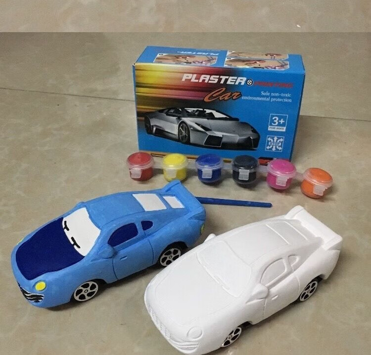 儿童玩具石膏涂填色儿童玩具小汽车模型diy白模绘画石膏汽车 c款