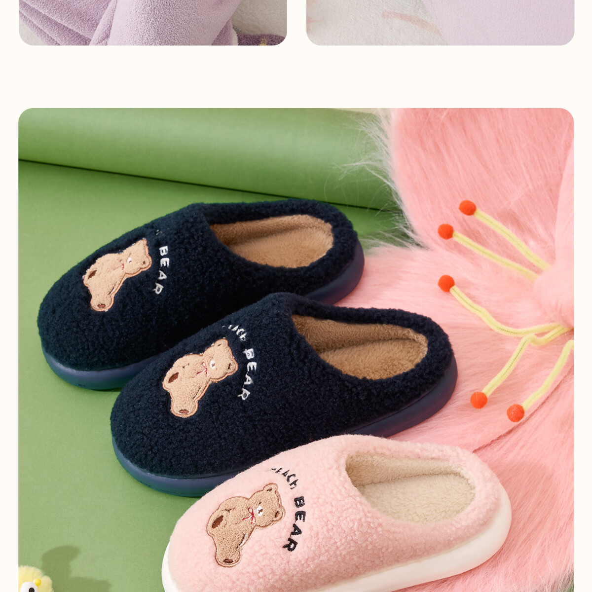 Grace Cute Cotton Slippers Women's Autumn and Winter Indoor Home Thickened Warm Anti-Slip Thick Bottom Slippers Women Winter 7
