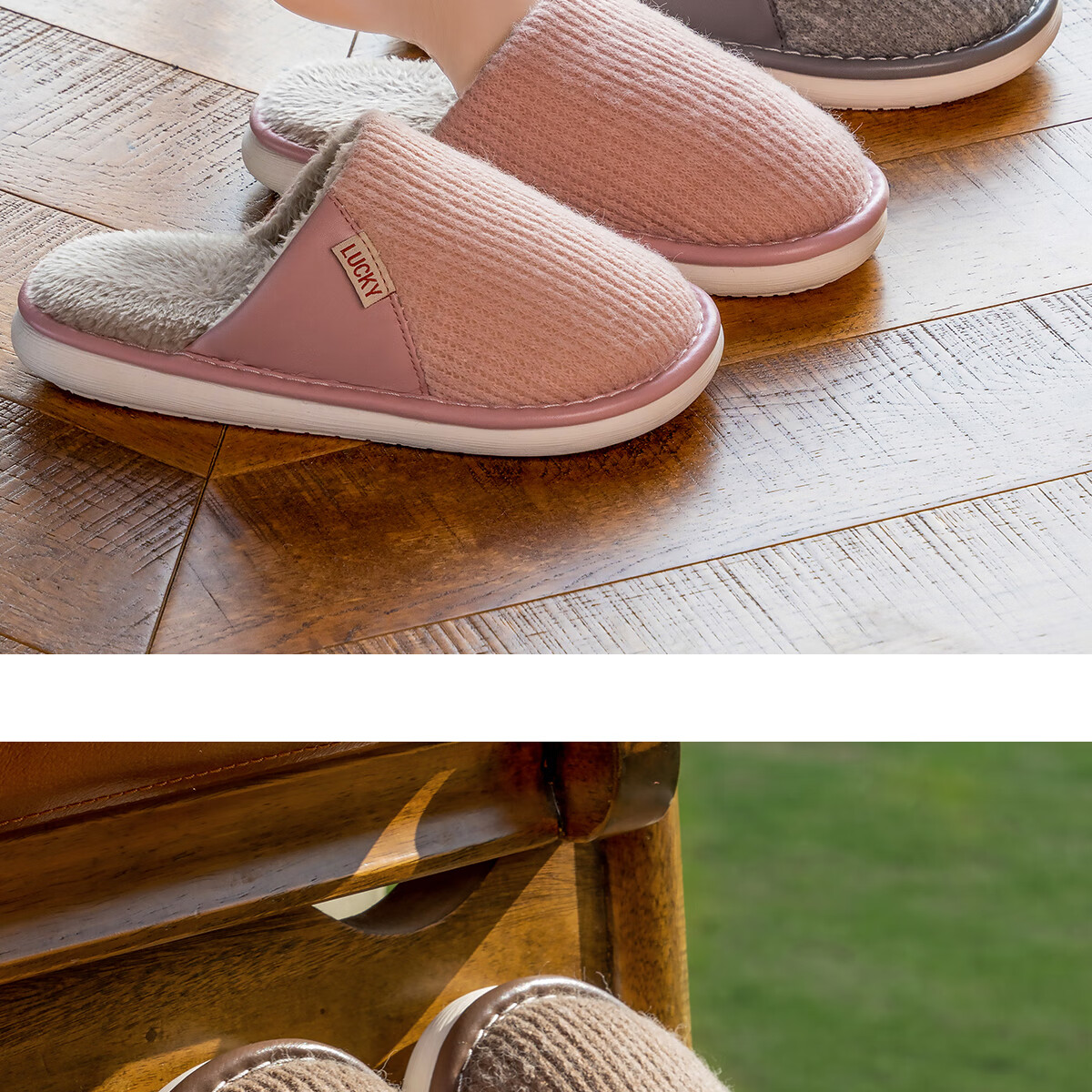 Runrou Cotton Slippers for Men, Winter Home Use, Warm Fleece-Lined, Large Size, Indoor Non-Slip, New Style for Autumn 2025 Floor Slippers 5