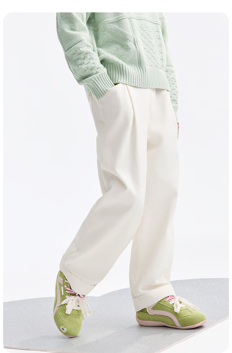 Annil Kids Girls Woven Trousers 2025 Winter New Long Pants Milky White 140 5