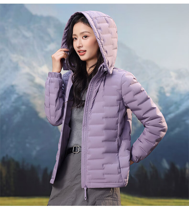 YAYA Lightweight Down Jacket Women 2025 Autumn Winter New Casual Versatile Short Hooded Comfortable Warm Duck Down Coat 10