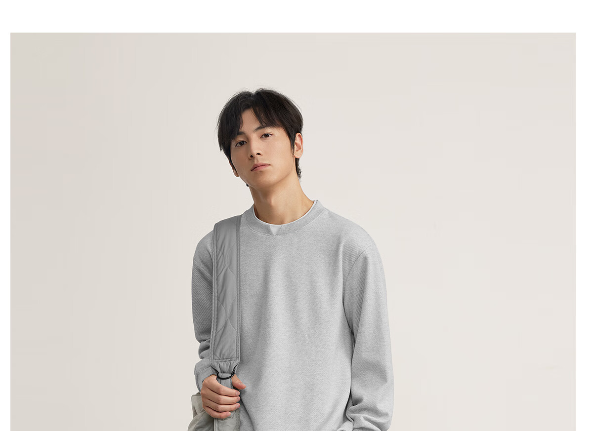 MARKLESS Men's 2025 Autumn New Loose Fit Khaki Green Layered Long Sleeve Sweatshirt, Size L, Model 5406 21