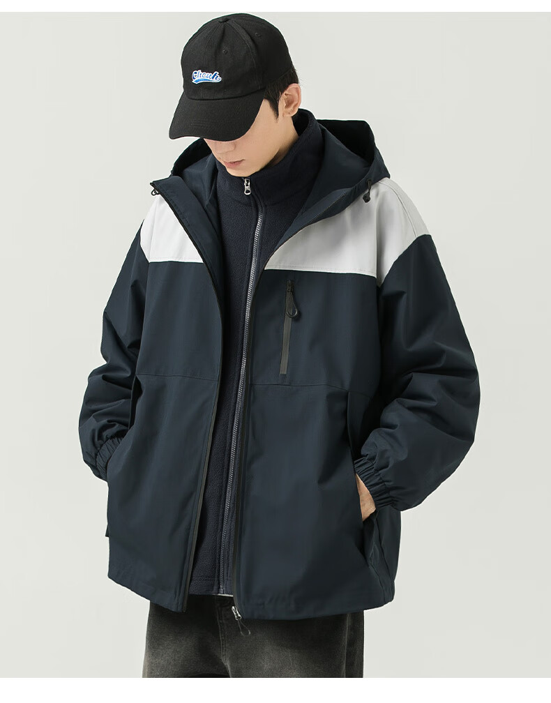 WOOD SOON 3-in-1 Cotton Padded Jacket Unisex Autumn Winter Thickened Fleece Windproof Warm Stand Collar Coat 3