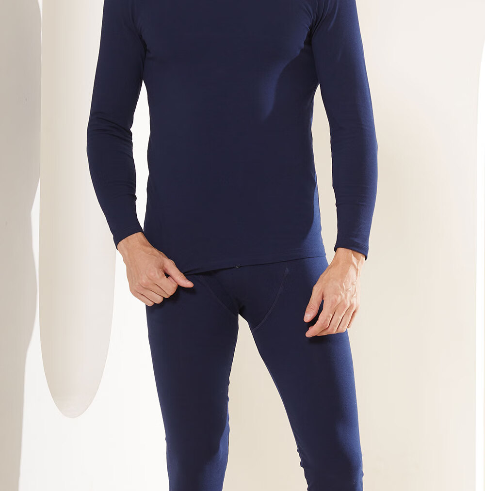 GUJIN 95% Cotton Seamless Thermal Underwear Set for Men, Thickened Heat Retaining Autumn Winter Long Johns and Top, Cold Protection Warm Clothing 2